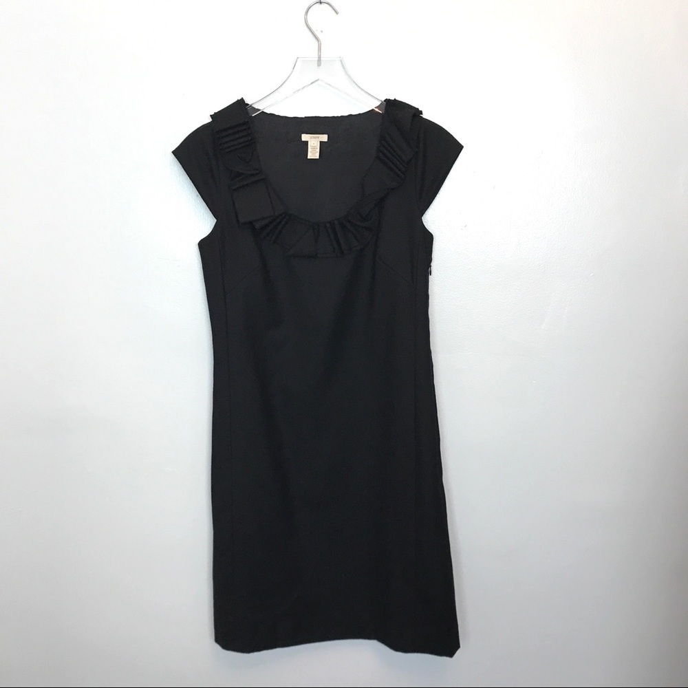 J Crew Black Ribbon Ravine Cap Sleeve Wool Dress S - Picture 9 of 12